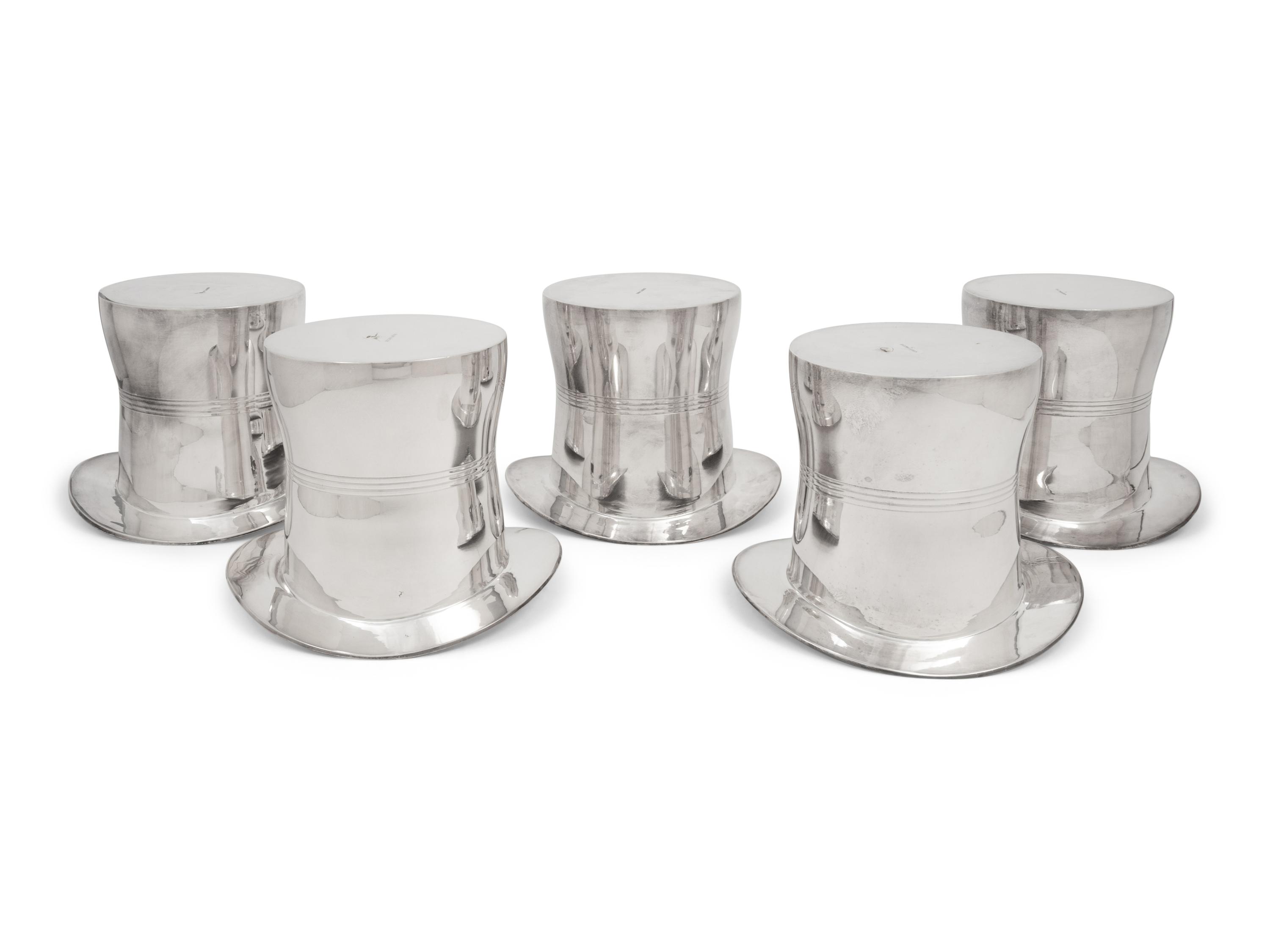 Five Ralph Lauren Silver-Plate 'Top Hat' Wine Coolers