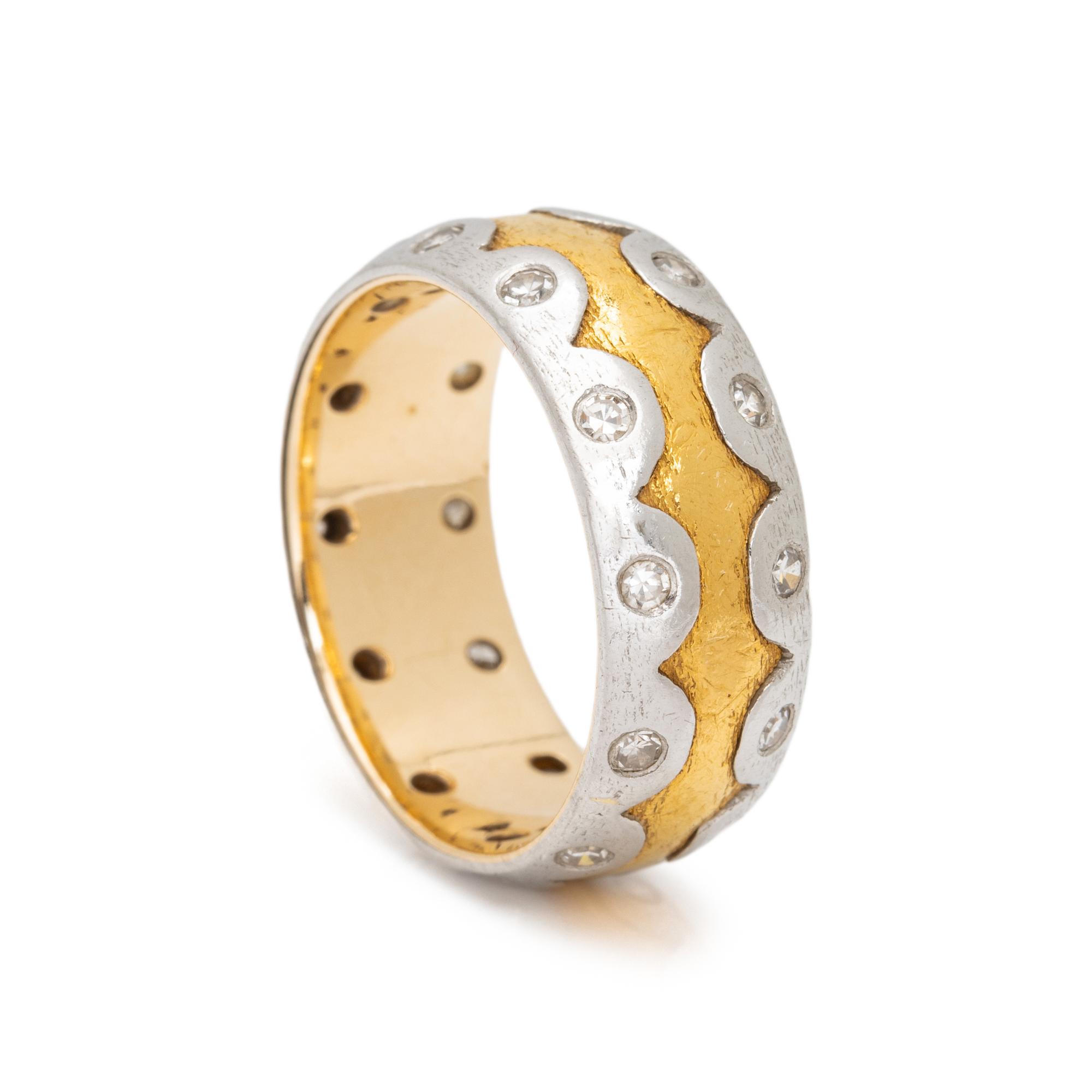 YELLOW GOLD, PLATINUM AND DIAMOND BAND
