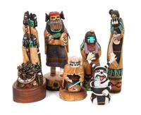 A Group of Contemporary Native Made Kachinas Height of the largest 10 1/4 inches.
