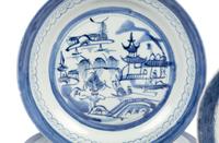 A Group of Canton Blue and White Porcelain Table Articles