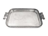 Two Silverplated Rounded Rectangular Two-Handled Trays