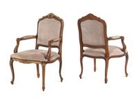 A Pair of Continental Parcel Gilt Armchairs with Suede Upholstery