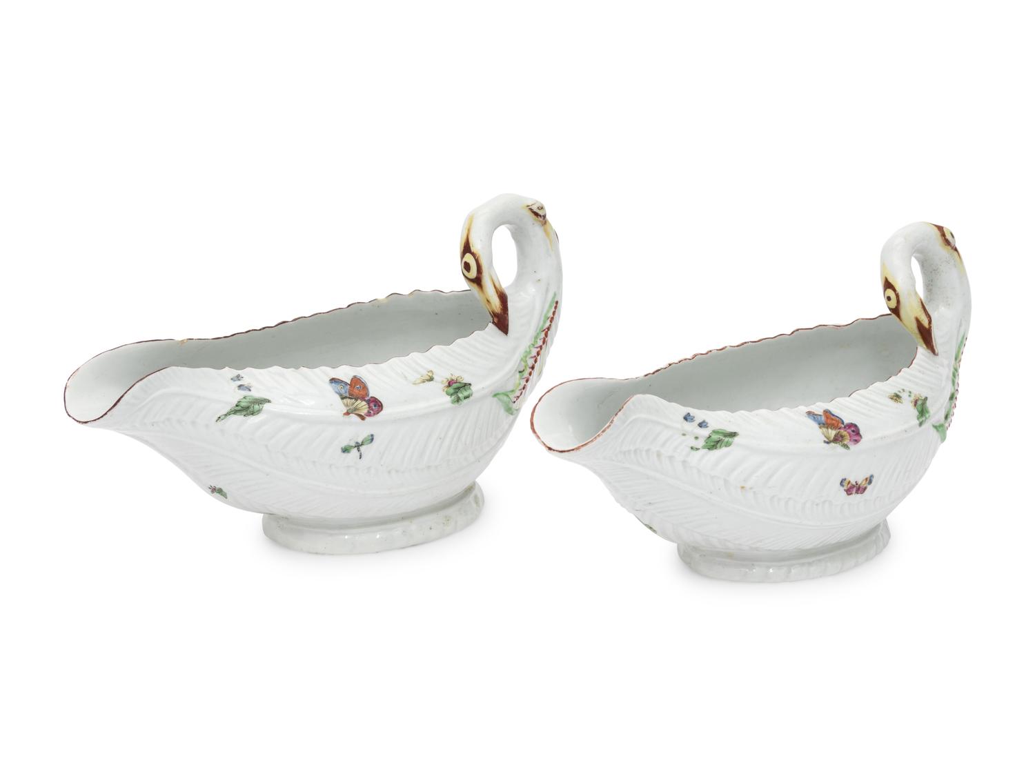 A Pair of Worcester Porcelain Sauce Boats