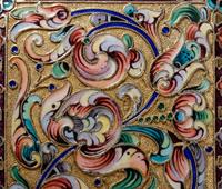 A Russian Shaded Enamel Silver-Gilt Cigarette Case