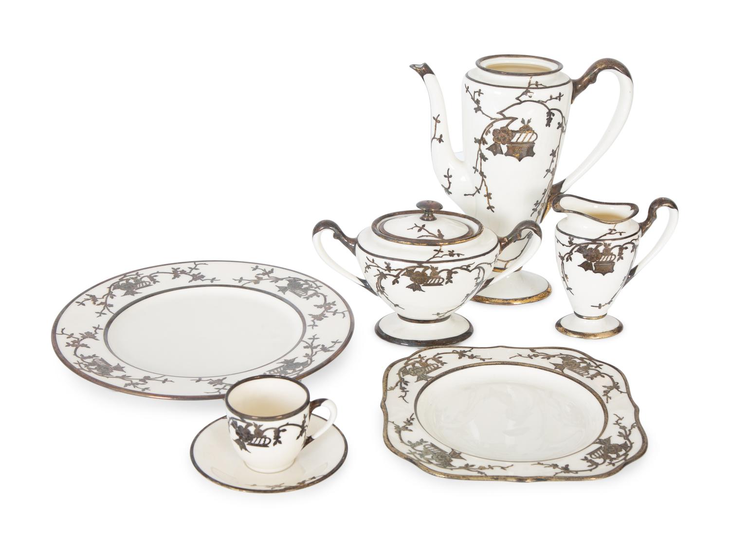 A Lenox Beleek Porcelain Overlay Dessert Service — 20TH CENTURY
