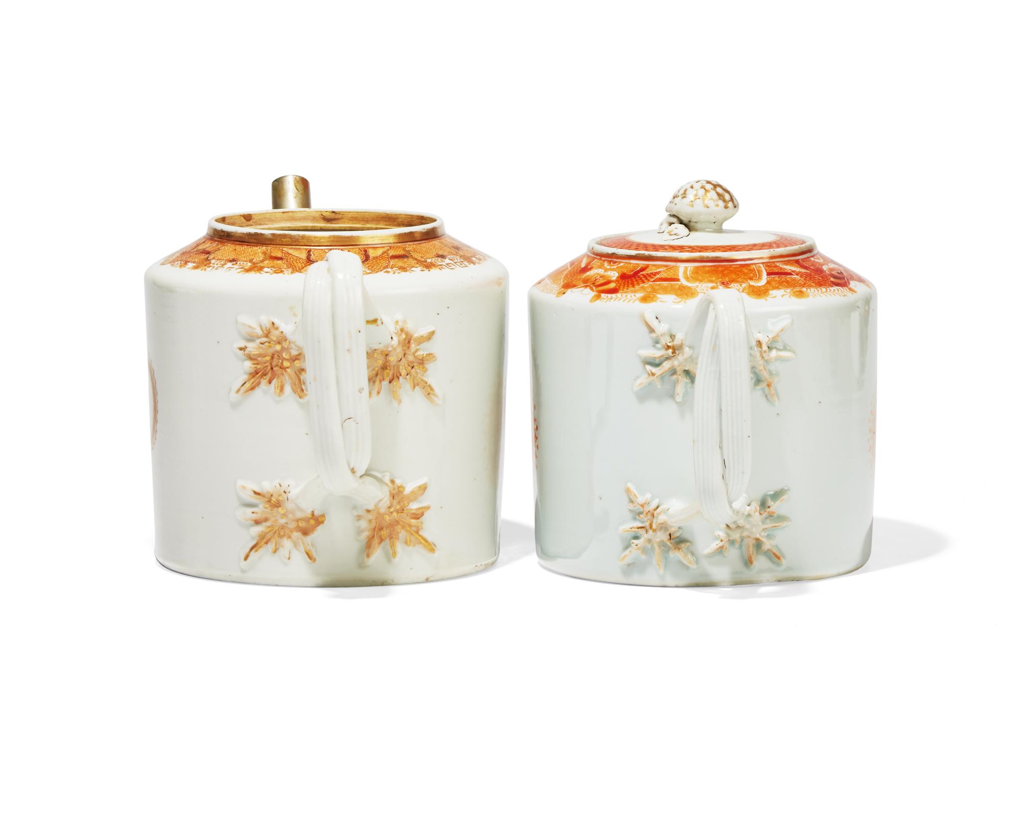 An Assembled Collection of Thirteen Chinese Export Porcelain Orange Palette and Fitzhugh Tablewares, Circa 1800