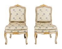 A Pair of Louis XV White-Painted and Parcel-Gilt Side Chairs