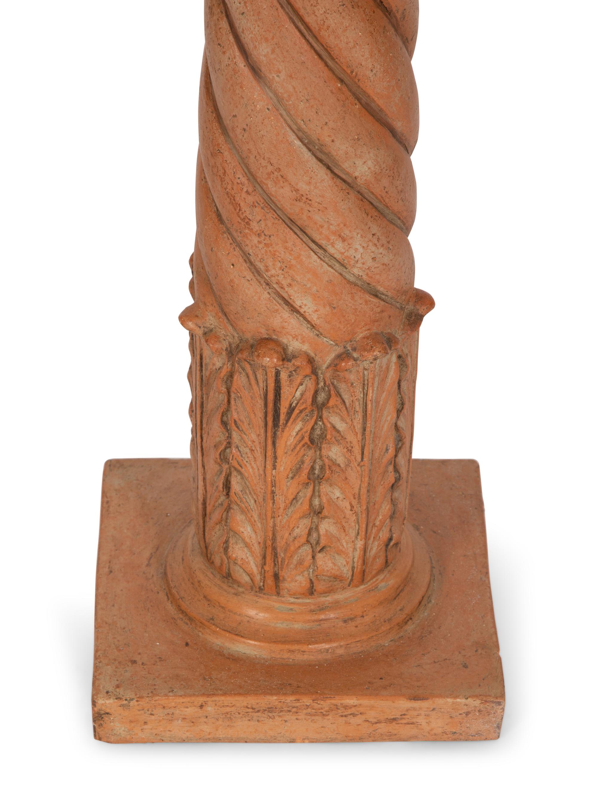 A Pair of Classical Style Terracotta Pedestals