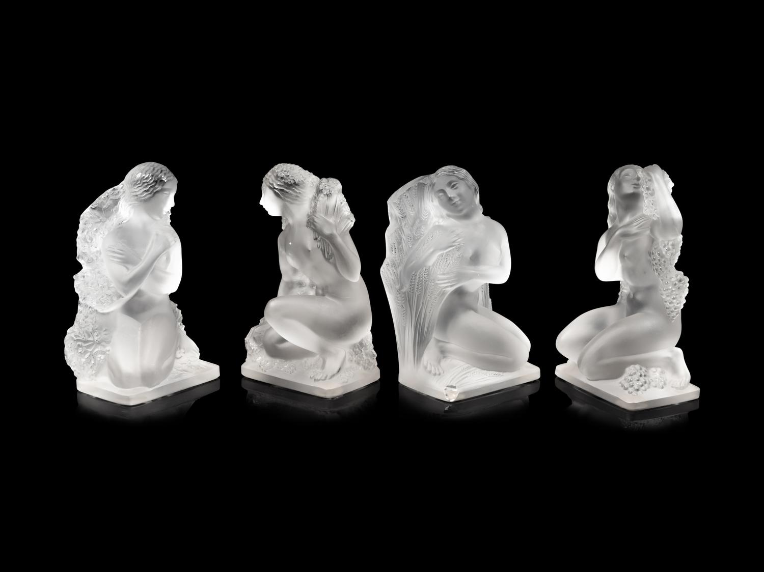 A Set of Four Lalique Surtout Quatres Saisons Figures
