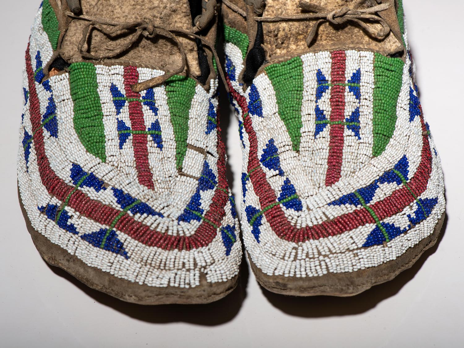 Sioux Beaded Buffalo Hide Moccasins