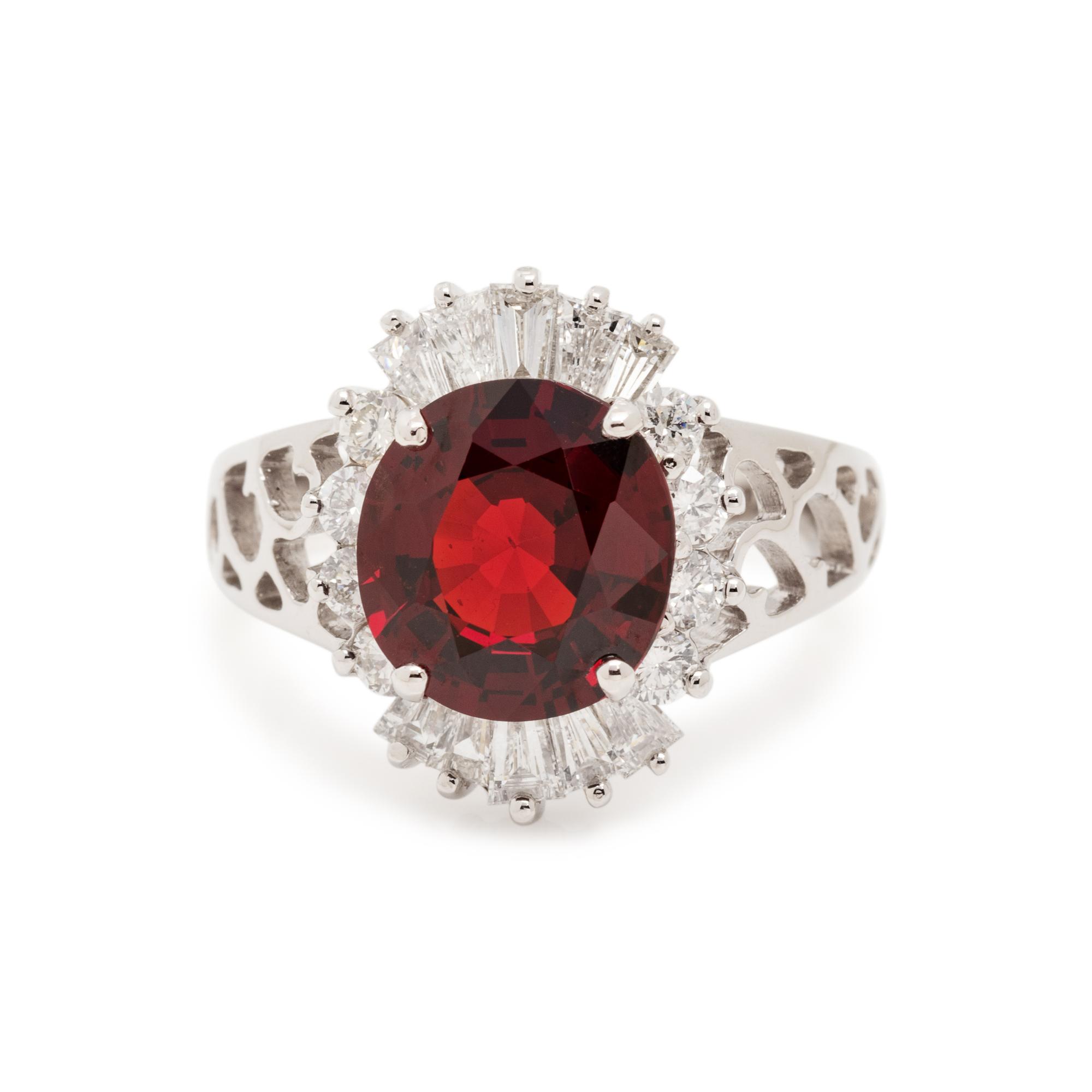 SPINEL AND DIAMOND RING