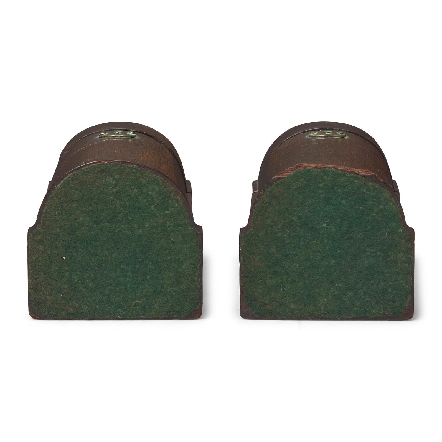 A Pair of George III Style Brass-Mounted Mahogany Match Cases in the Form of Miniature Knife Boxes