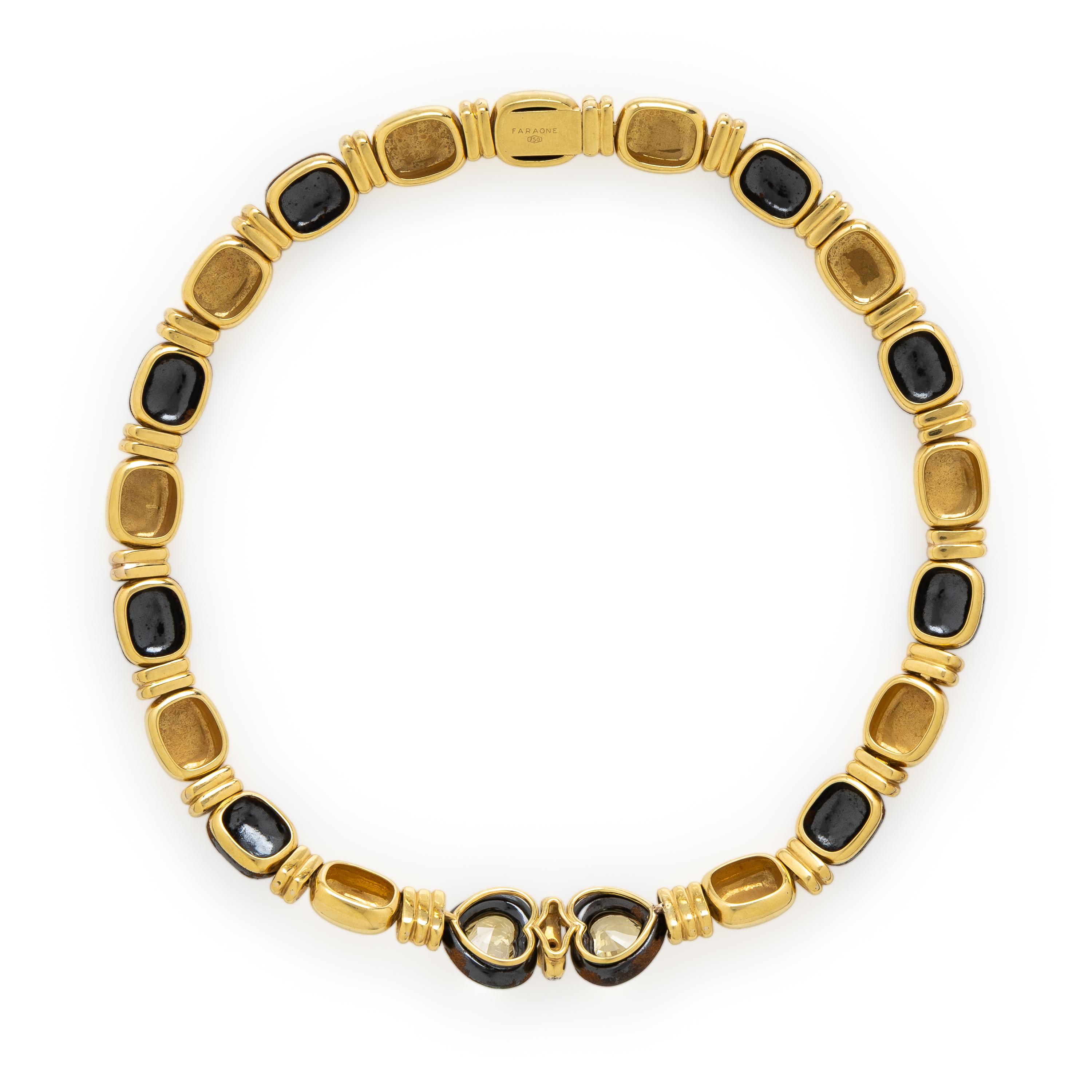 Faraone, Yellow Sapphire, Diamond, Yellow Gold, and Steel Necklace