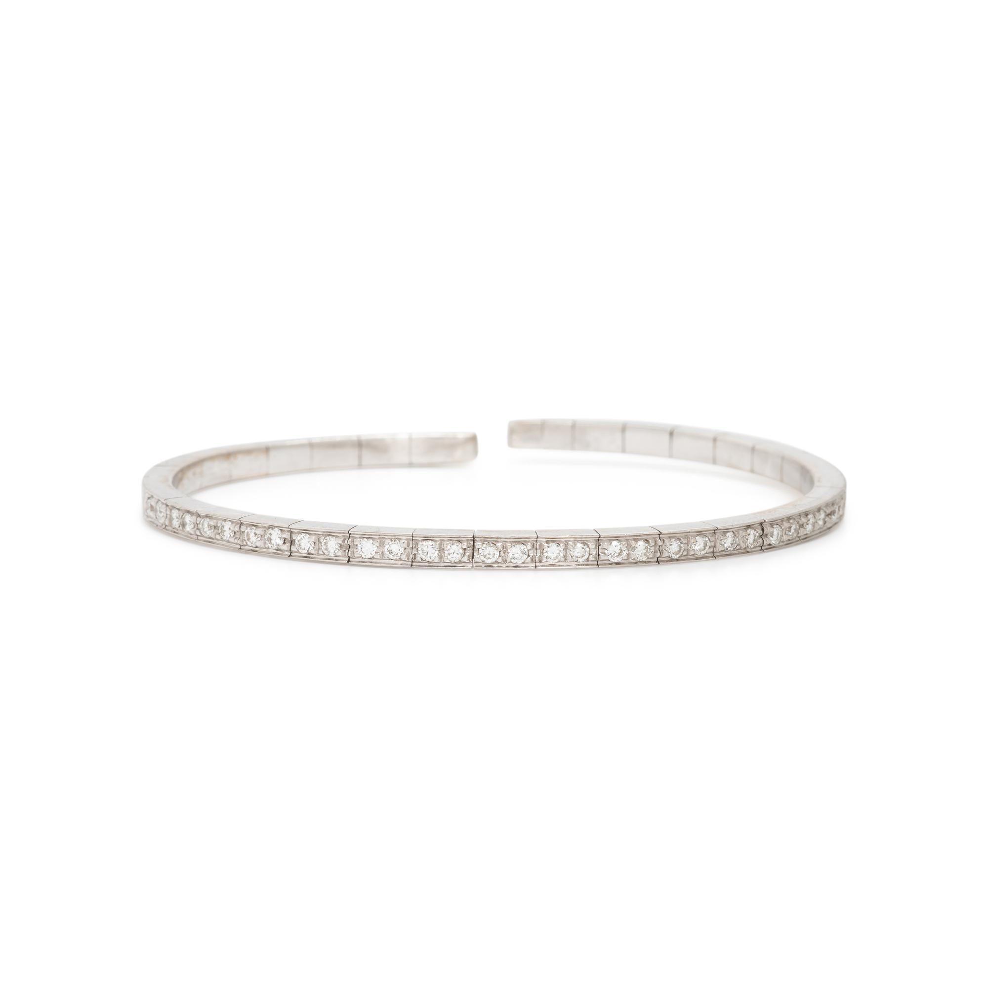 Diamond and White Gold Flexible Cuff Bracelet