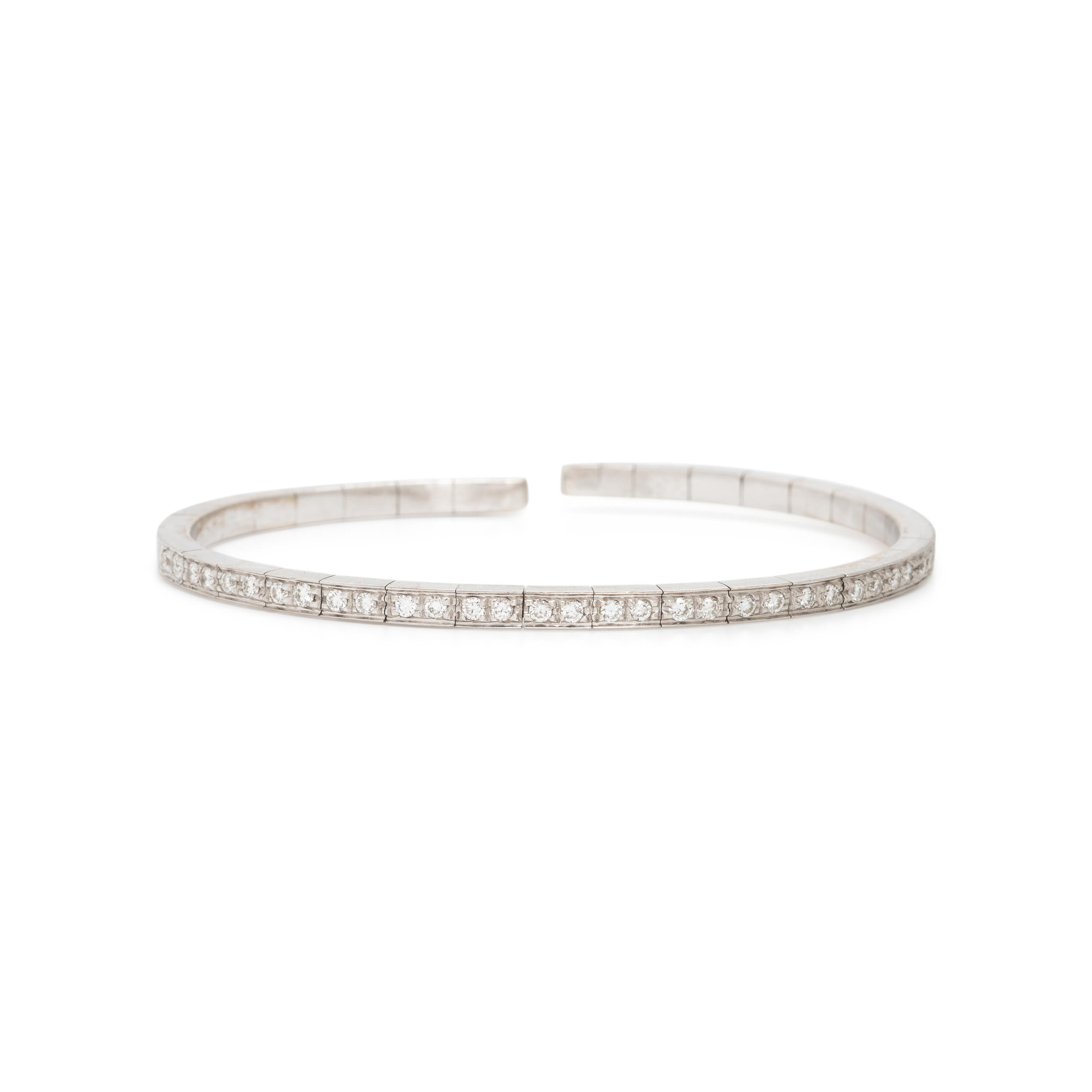 Diamond and White Gold Flexible Cuff Bracelet