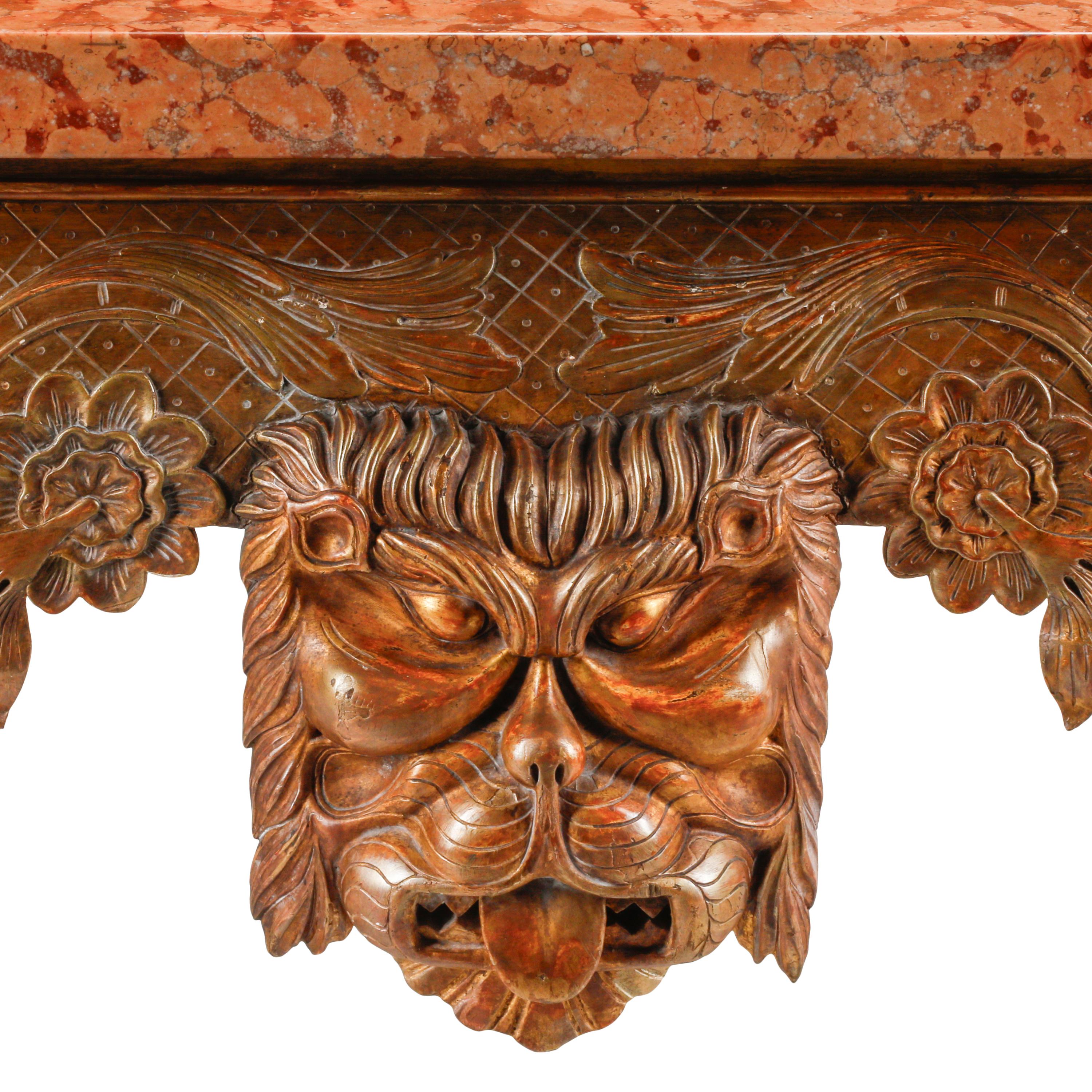 An English Giltwood Marble-Top Console Table