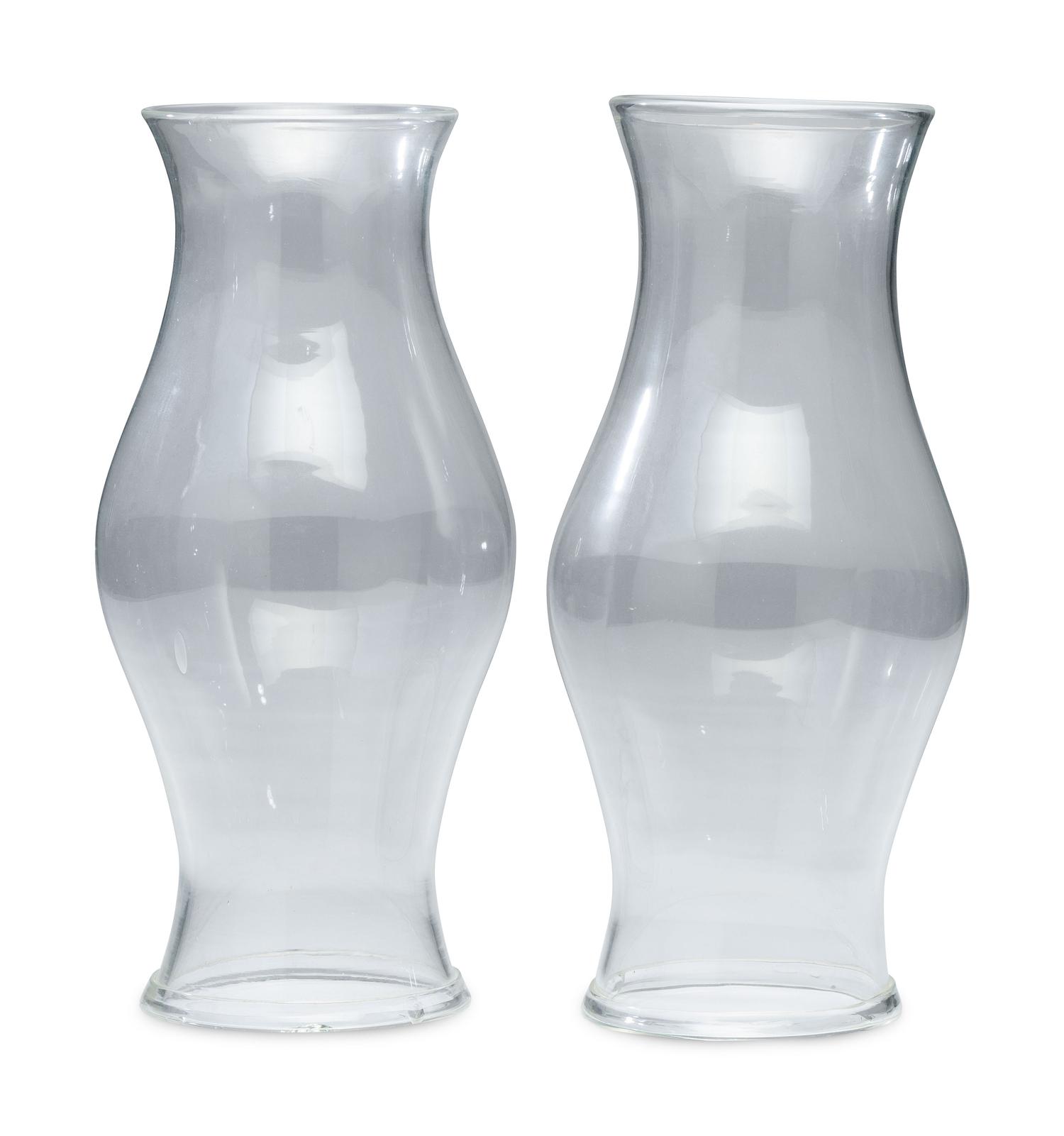 Two Blown Glass Hurricane Shades