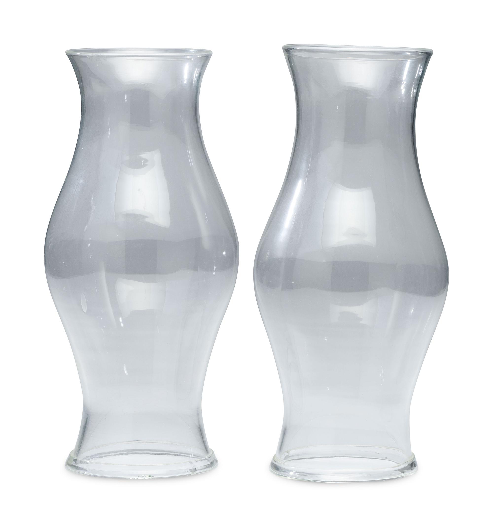 Two Blown Glass Hurricane Shades