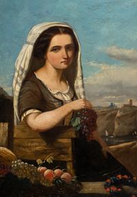 Woman with Grapes in a Landscape