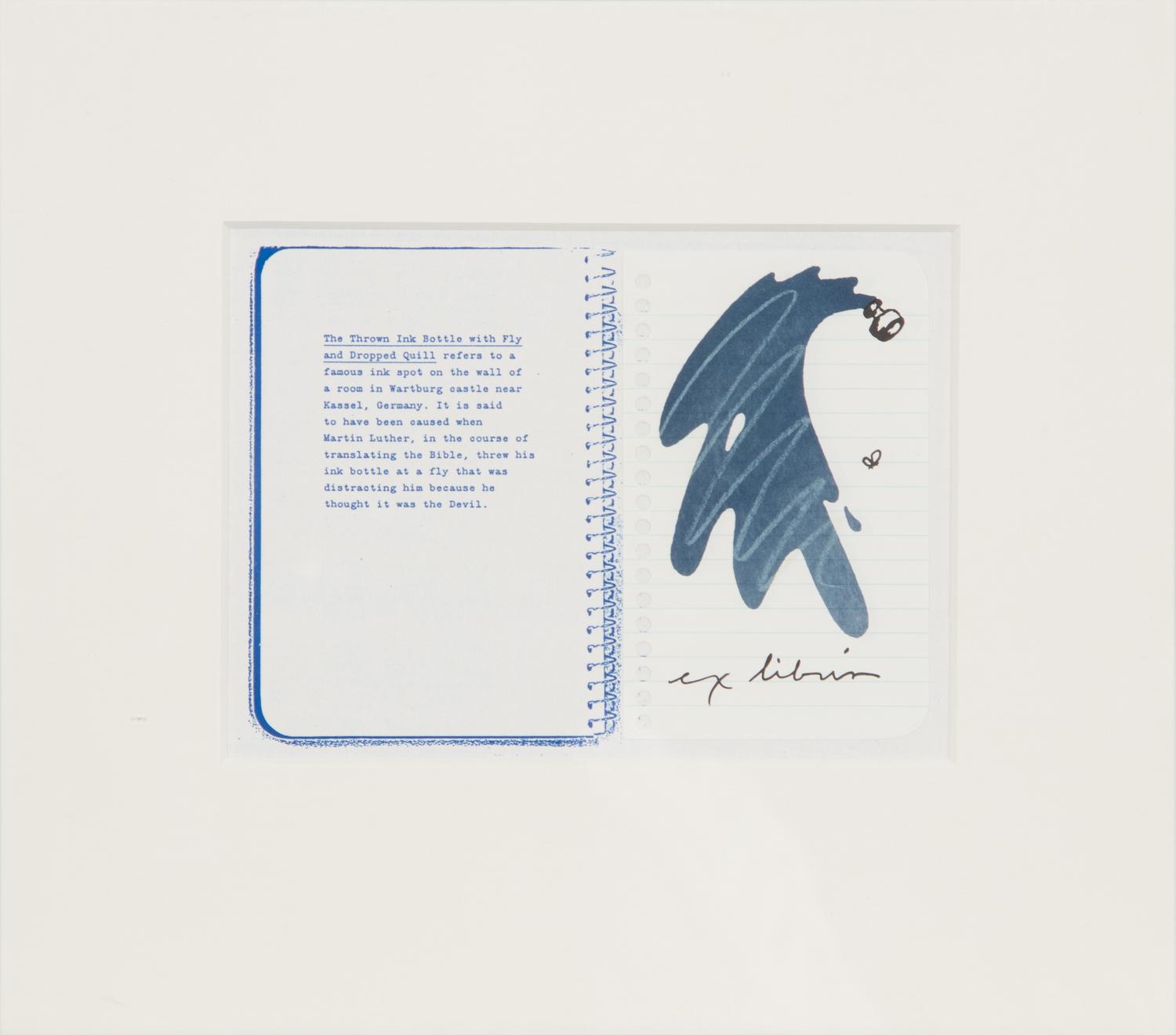 Untitled, Ex Libris for Printed Matter, Thrown Ink Bottle With Fly