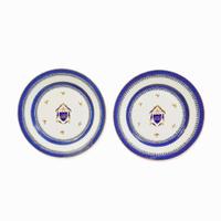 Two Chinese Export porcelain dinner plates associated with Nicholas and Anne Brown late 18th / early 19th century