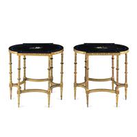 A Pair of Neoclassical Style Gilt Bronze and Pietra Dura Occasional Tables