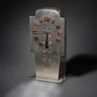 Important Tudric Pewter, Mother-of-Pearl and Copper Clock, c. 1905 Liberty & Co.