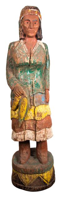 A Carved and Polychrome Decorated Squaw Advertising Figure Height 70 inches. — EARLY TO MID 20TH CENTURY