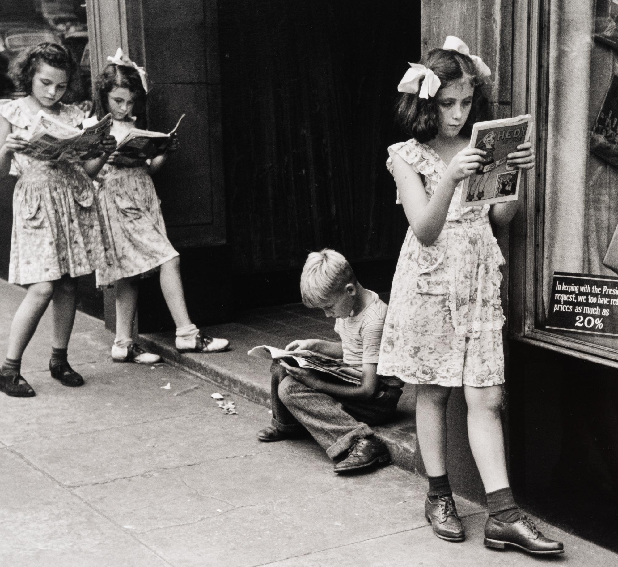 Ruth Orkin (1921-1985) Comic Book Readers, West Village, New York City, 1948