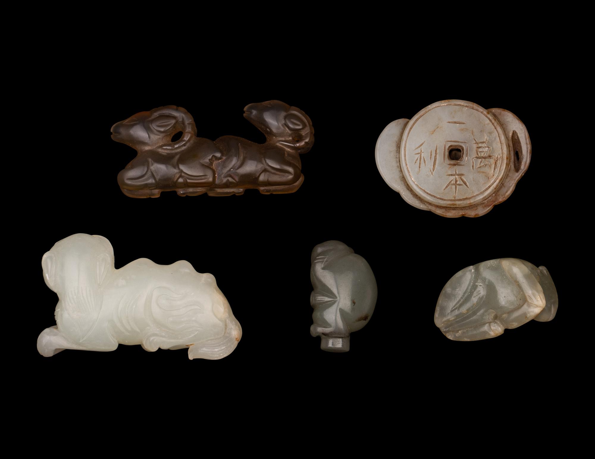 Five Chinese Miniature Jade and Hardstone Figures of Animals