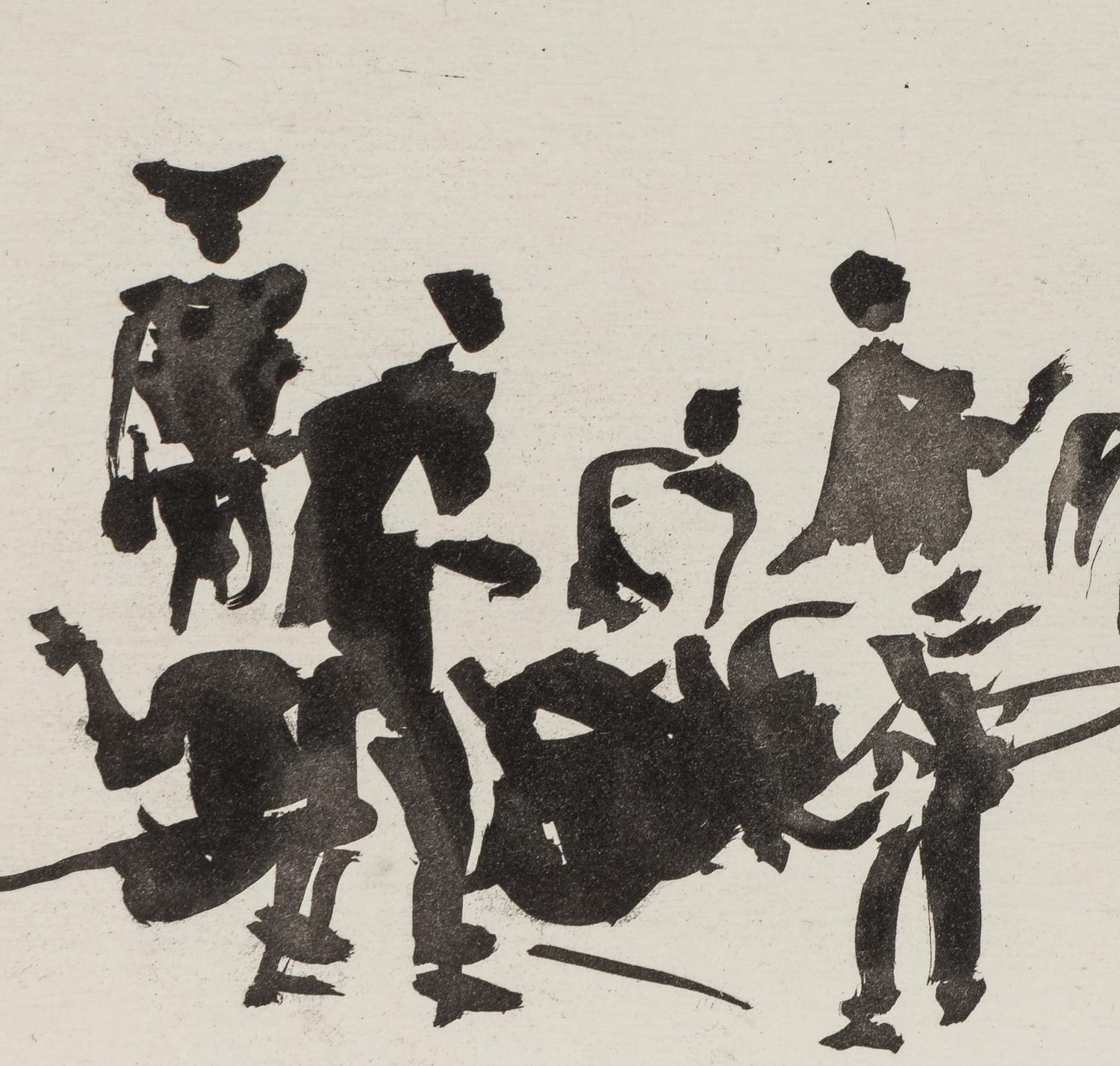 A pair of prints ( El Arrastre ; Los Cabestros retiran al Toro Manso ) from ' José Delgado: La Tauromaquia ', 1957
