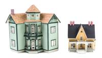 Two Miniature Houses Height of first 3 1/2 x width 4 x depth 3 inches. — Norman Scott Nielsen