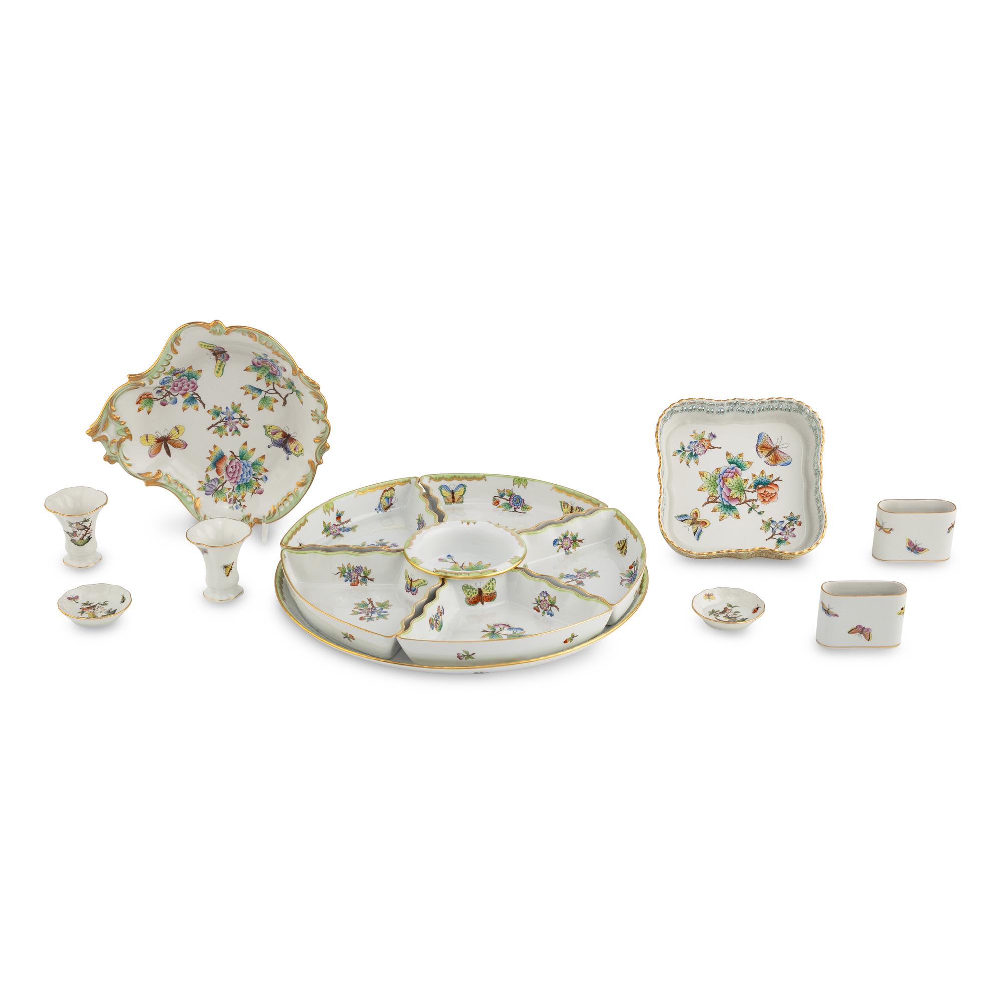 A Group of Herend Porcelain Table Articles