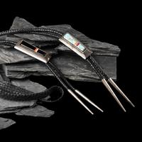 Pair of Sterling Silver Bolo Ties with Inlay