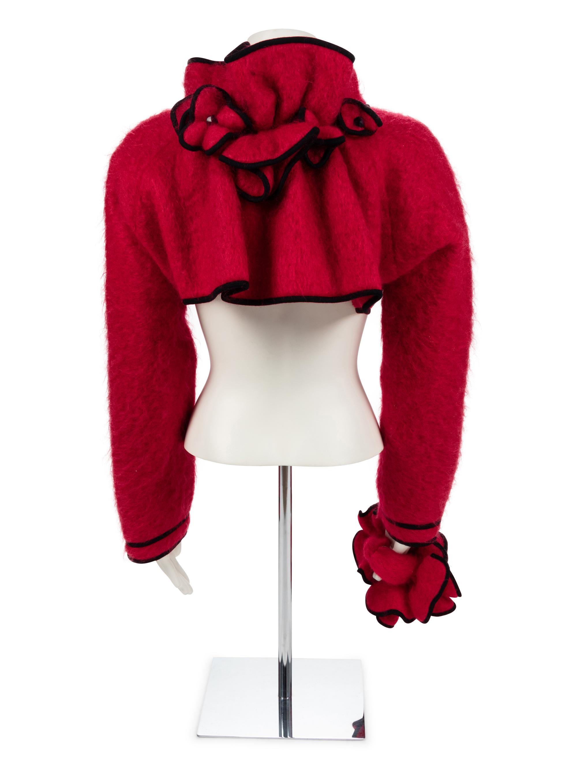 Geoffrey Beene Red Mohair Bolero, 1980-90s