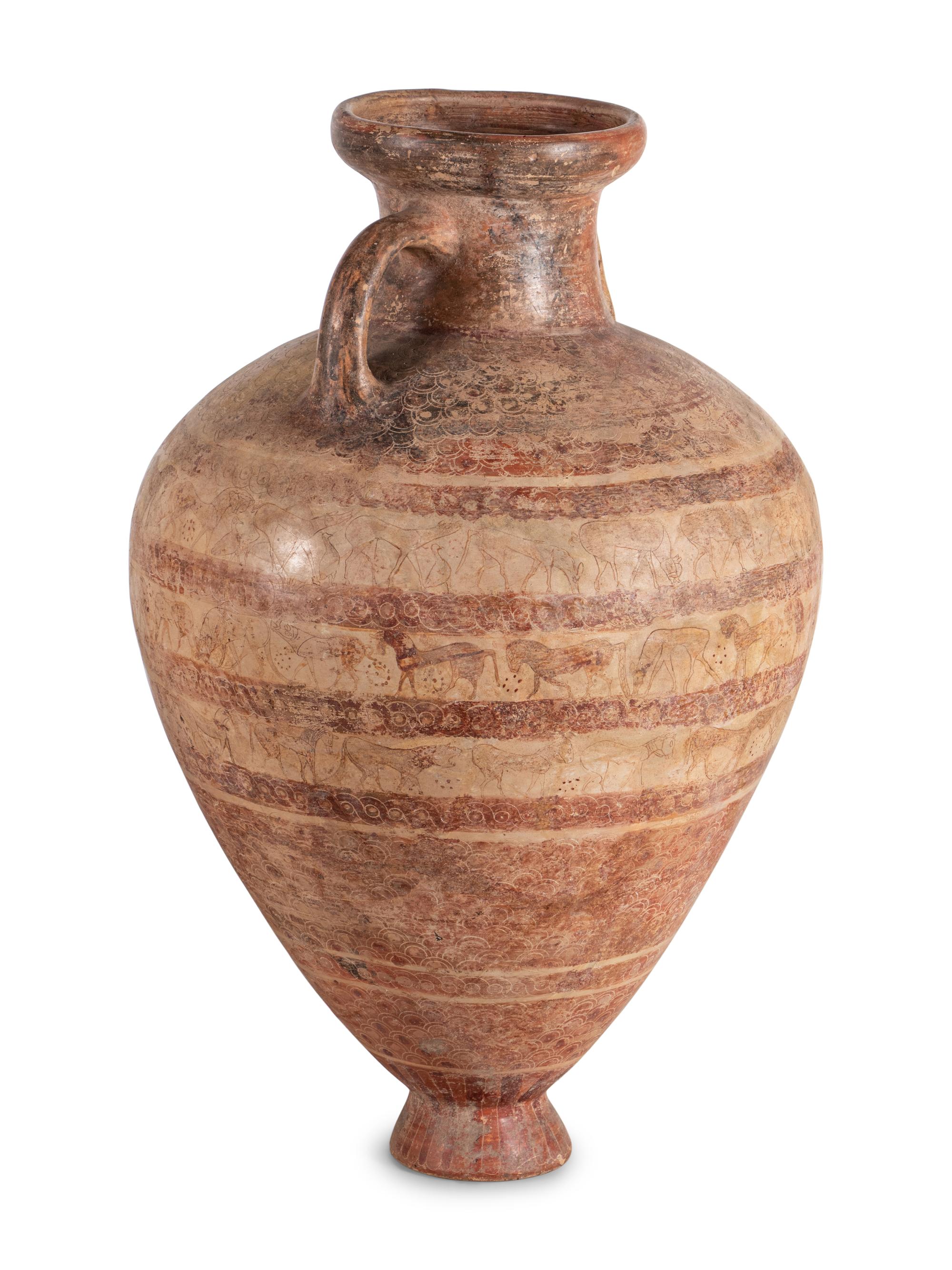 A Large Italo-Corinthian Scaled Neck Amphora