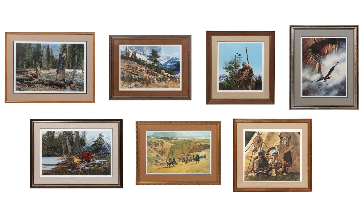 A Collection of Seven Framed Western Prints