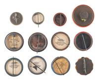 [BRYAN, William Jennings (1860-1925)]. A group of 12 buttons, incl. single and jugate campaign examples featuring Bryan with Sewall, Stevenson, and Kern.