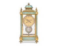 A French cloisonné enamel and gilt bronze mantel clock, Japy Frères & Cie, Paris, late 19th century