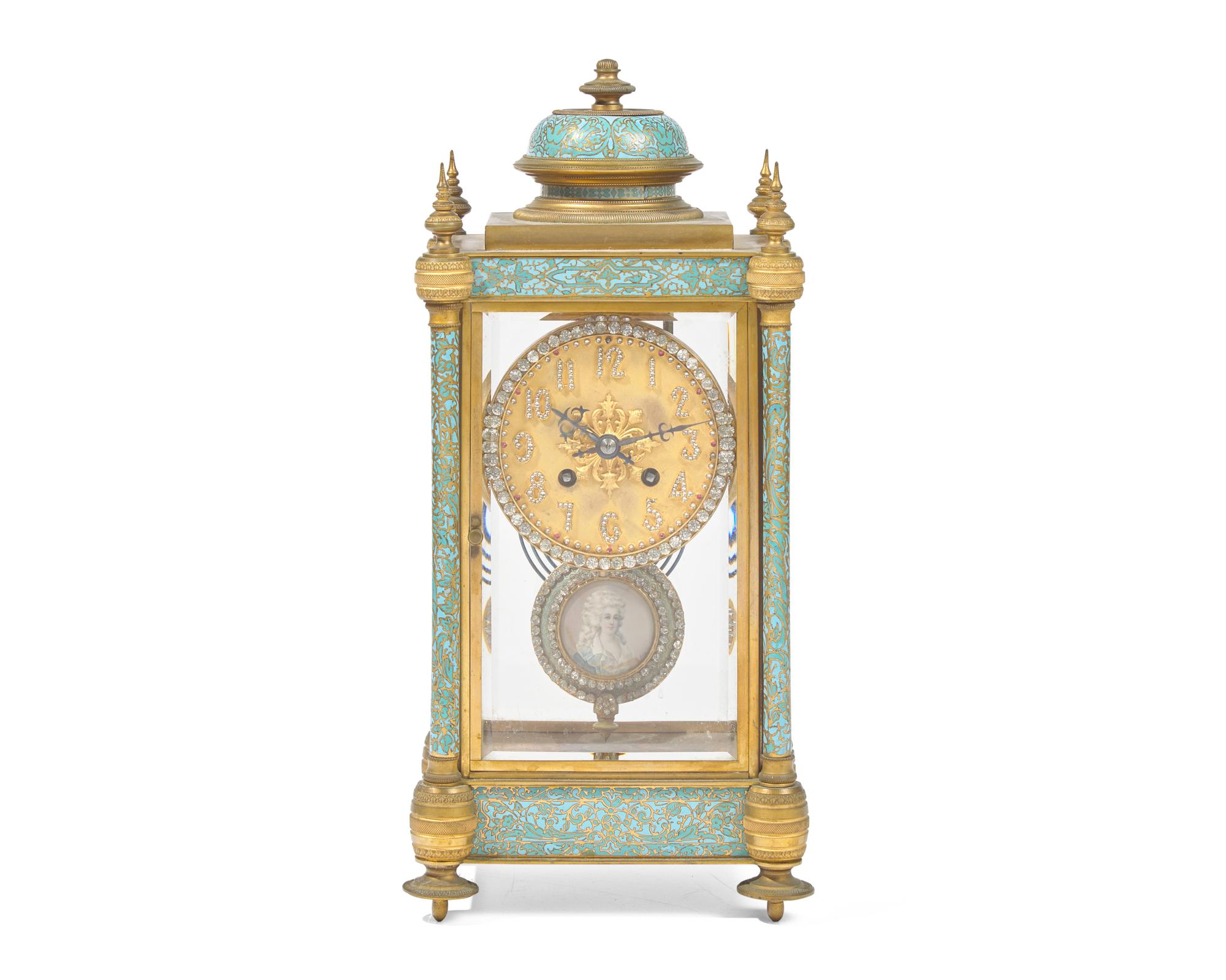 A French cloisonné enamel and gilt bronze mantel clock, Japy Frères & Cie, Paris, late 19th century
