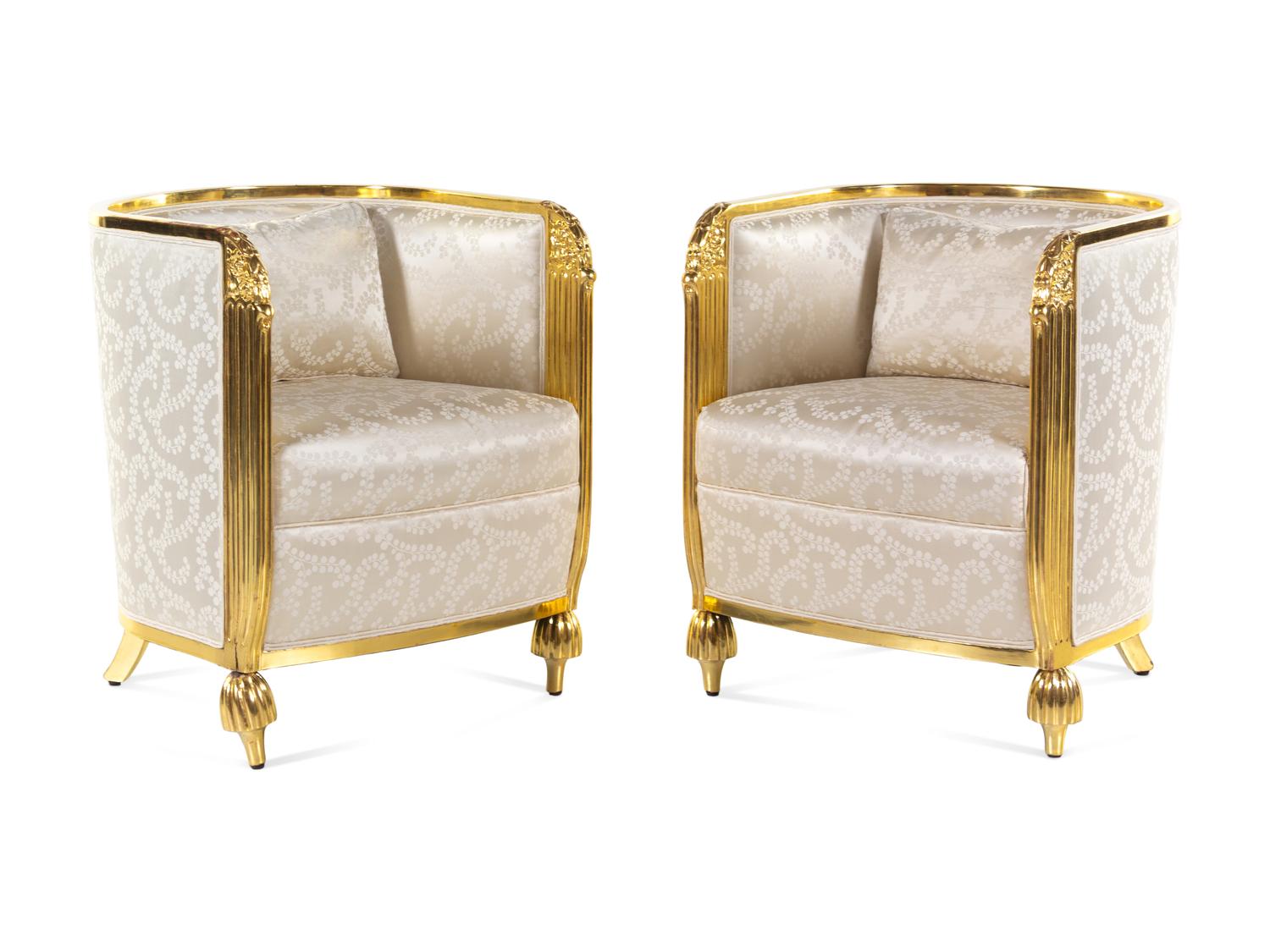 A Pair of Neoclassical Giltwood Bergères