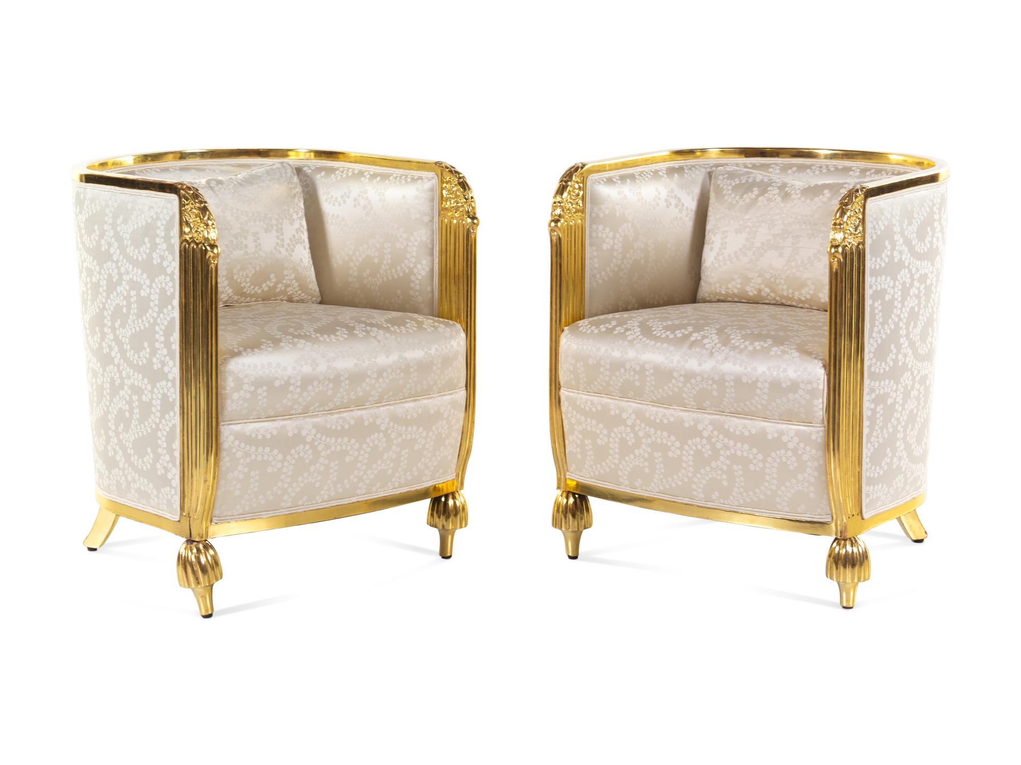 A Pair of Neoclassical Giltwood Bergères