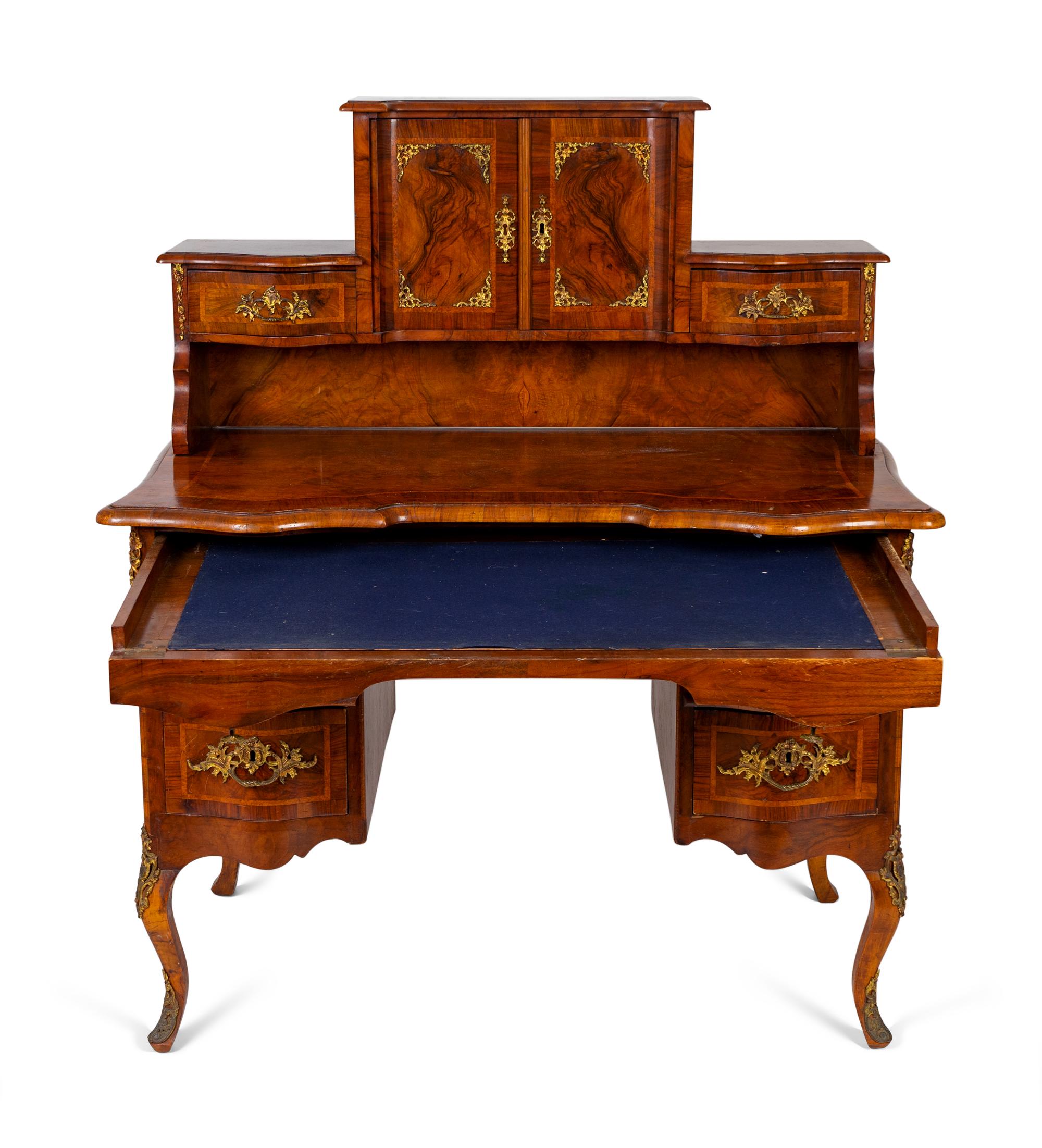 An Italian Gilt Metal Mounted Walnut Lady's Writing Desk — 19TH CENTURY