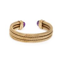 DAVID YURMAN, YELLOW GOLD, AMETHYST AND GREEN TOURMALINE CABLE CUFF BRACELET