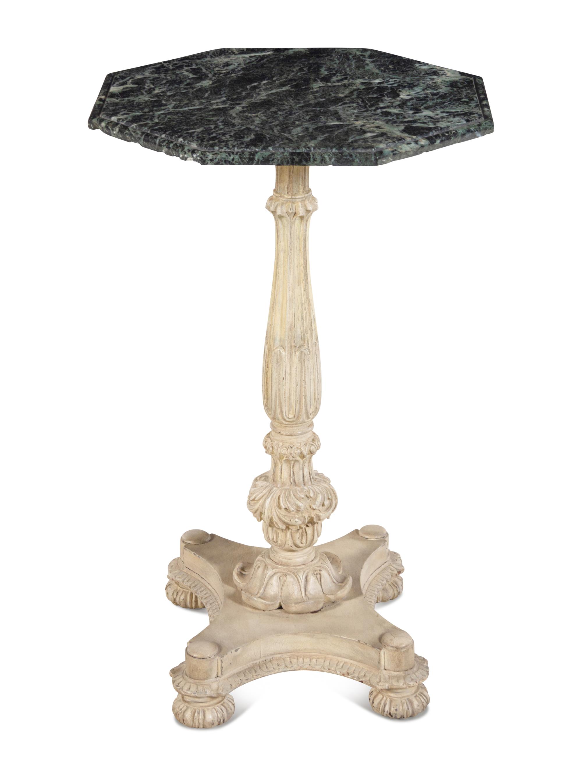 An English Painted Marble-Top Side Table