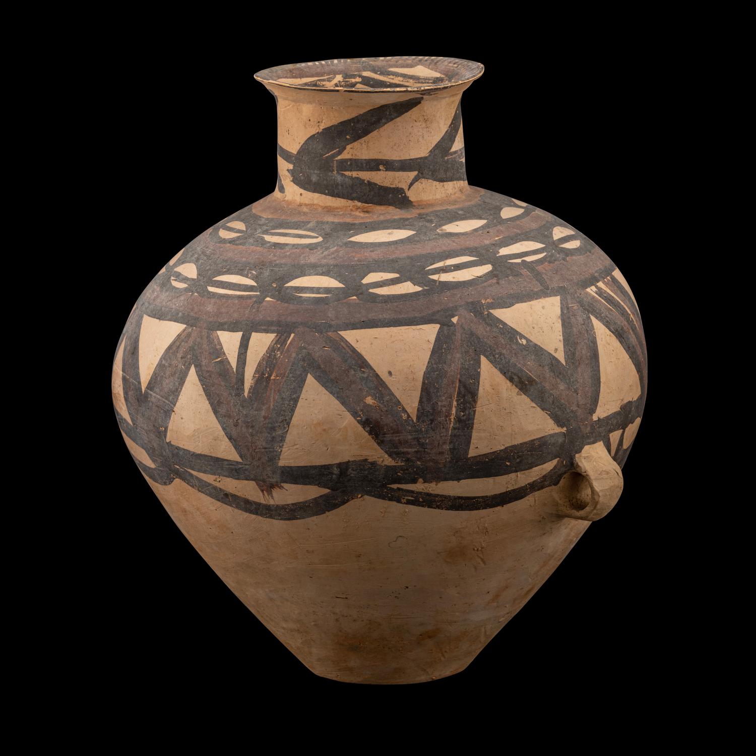 A Chinese Painted Pottery Handled Jar