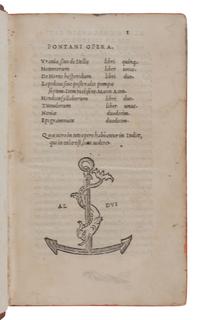 PONTANUS, Johannes Jovianus (1426-1503). Opera. Venice: Aldus, 1513. 12mo. Later calf gilt, edges stained red.