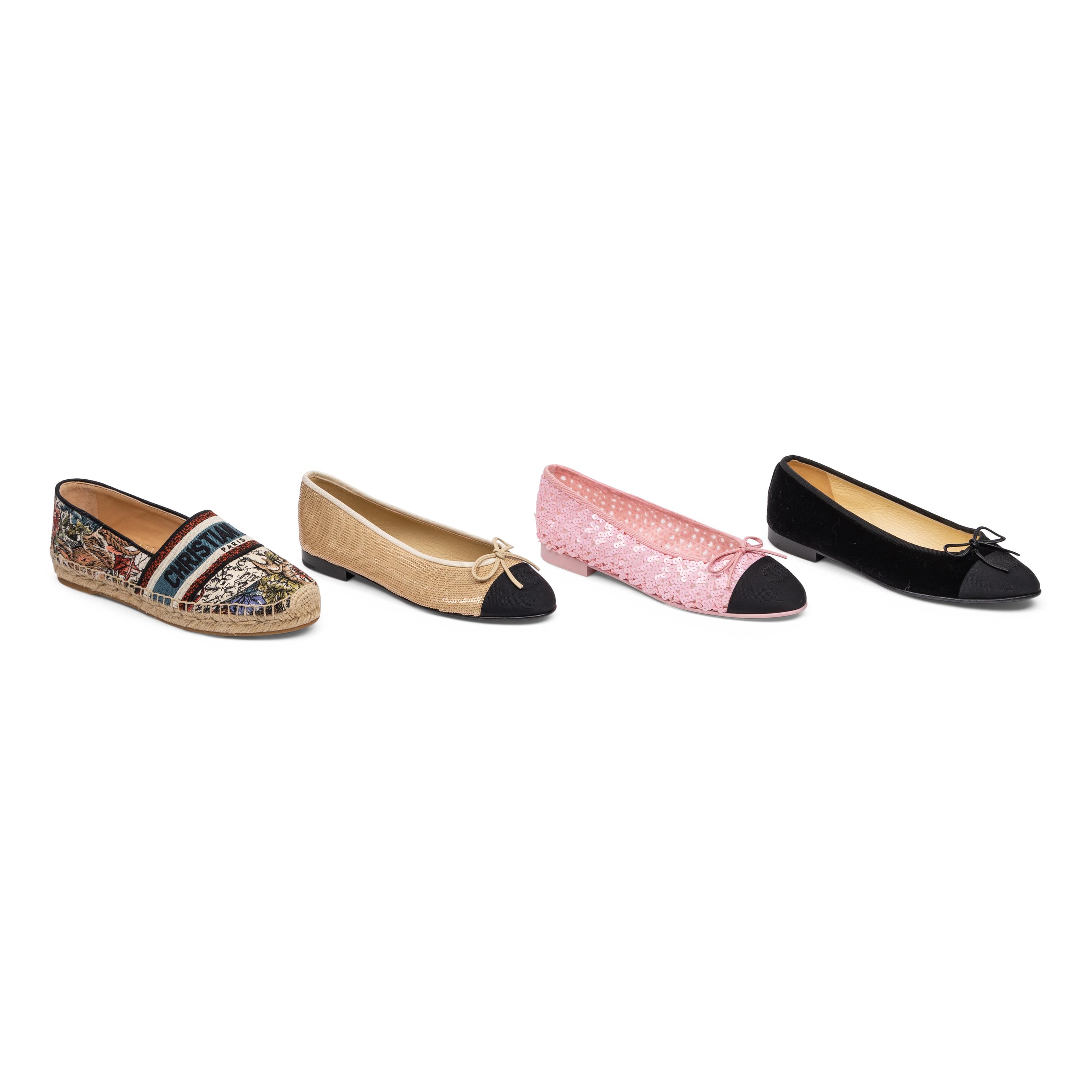 Chanel & Dior, Three Pairs of Ballet Flats & One Pair of Espadrilles