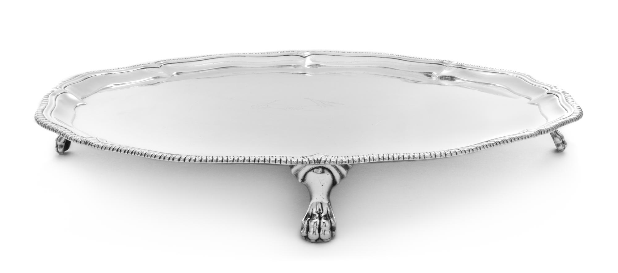 An Irish George II Silver Salver, John Lloyd, Dublin, Likely 1743-4, having an undulating gadrooned rim and bearing an engraved crest o