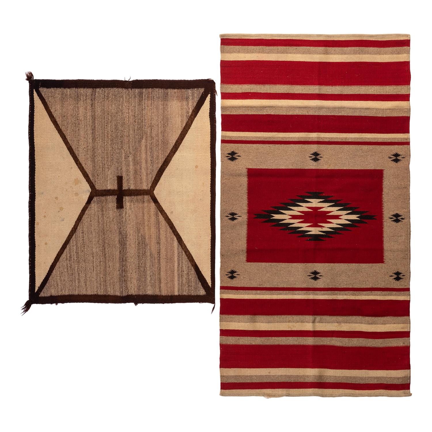 Navajo Single Saddle Blanket and Chimayo Rug